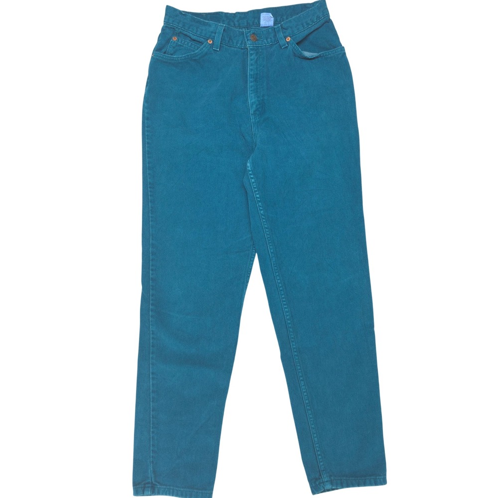 VINTAGE LEVIS 912 Jeans Juniors 13 Teal Blue High Rise Orange Tab USA Made 90s